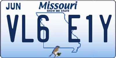 MO license plate VL6E1Y