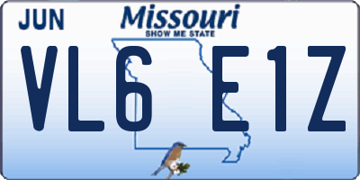 MO license plate VL6E1Z