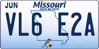 MO license plate VL6E2A