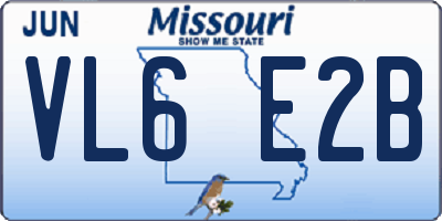 MO license plate VL6E2B
