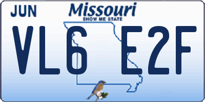 MO license plate VL6E2F