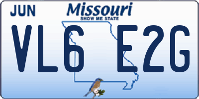 MO license plate VL6E2G