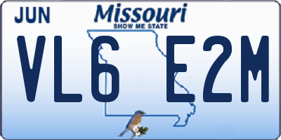 MO license plate VL6E2M