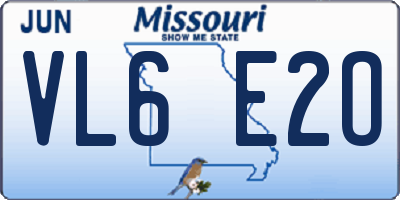 MO license plate VL6E2O