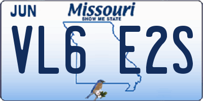 MO license plate VL6E2S