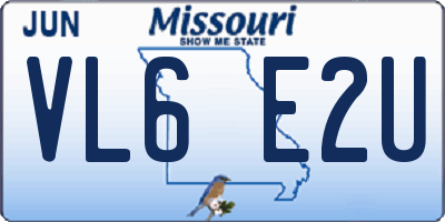 MO license plate VL6E2U