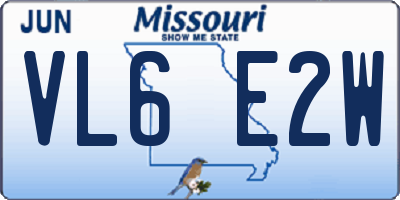 MO license plate VL6E2W