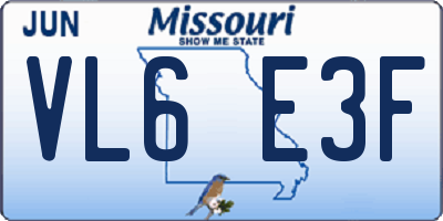 MO license plate VL6E3F
