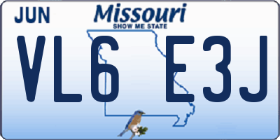 MO license plate VL6E3J