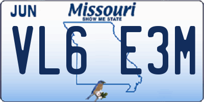 MO license plate VL6E3M