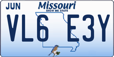 MO license plate VL6E3Y