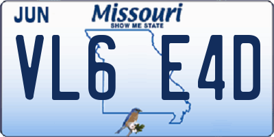 MO license plate VL6E4D