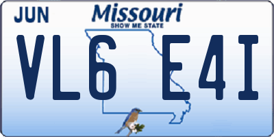 MO license plate VL6E4I