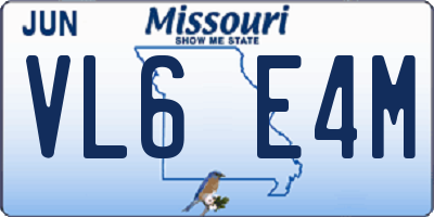 MO license plate VL6E4M