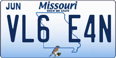 MO license plate VL6E4N