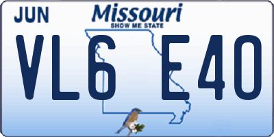 MO license plate VL6E4O
