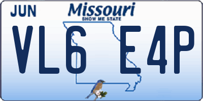 MO license plate VL6E4P