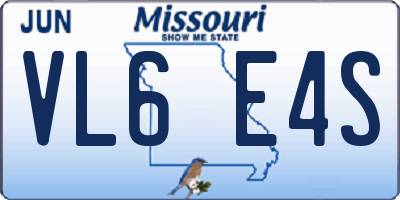 MO license plate VL6E4S