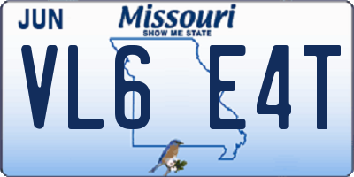 MO license plate VL6E4T