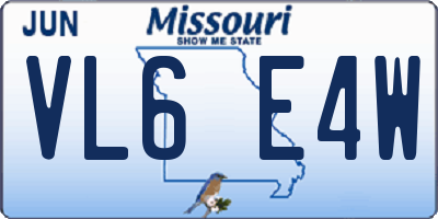 MO license plate VL6E4W