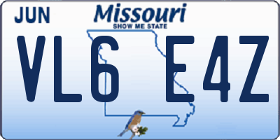 MO license plate VL6E4Z