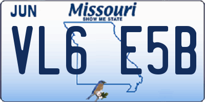 MO license plate VL6E5B