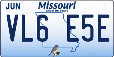 MO license plate VL6E5E