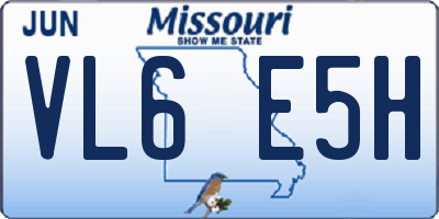 MO license plate VL6E5H