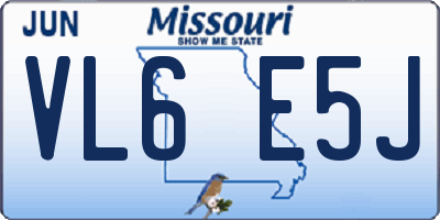 MO license plate VL6E5J