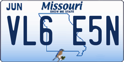 MO license plate VL6E5N