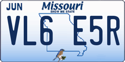 MO license plate VL6E5R