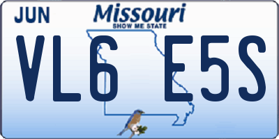 MO license plate VL6E5S