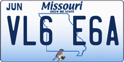 MO license plate VL6E6A