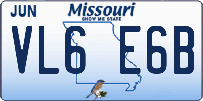 MO license plate VL6E6B