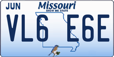 MO license plate VL6E6E