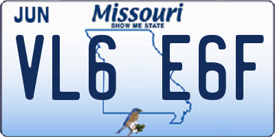 MO license plate VL6E6F