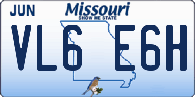 MO license plate VL6E6H