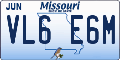 MO license plate VL6E6M