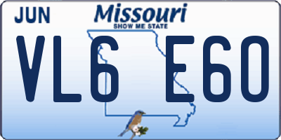 MO license plate VL6E6O
