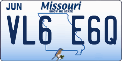 MO license plate VL6E6Q