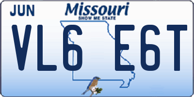 MO license plate VL6E6T