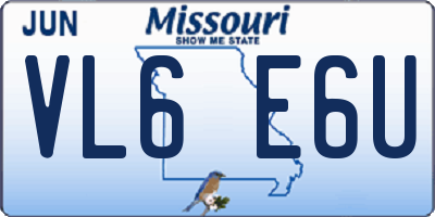 MO license plate VL6E6U
