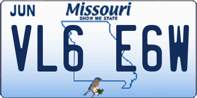 MO license plate VL6E6W