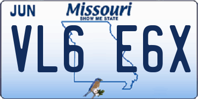 MO license plate VL6E6X