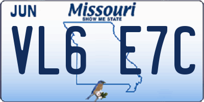 MO license plate VL6E7C