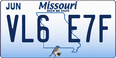 MO license plate VL6E7F