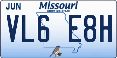 MO license plate VL6E8H