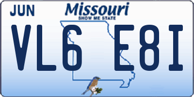 MO license plate VL6E8I