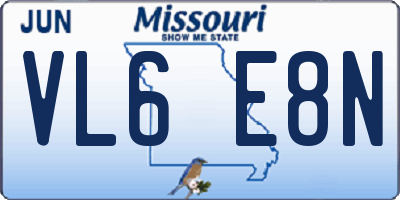 MO license plate VL6E8N
