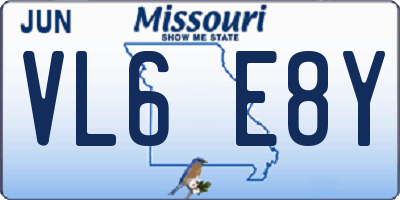 MO license plate VL6E8Y